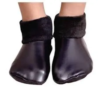 Solid Winter Thick Warm Faux Leather Socks